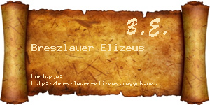 Breszlauer Elizeus névjegykártya